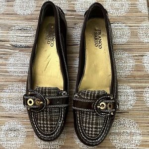 Franco Sarto Brown Glossy Leather with Plaid Loafer
